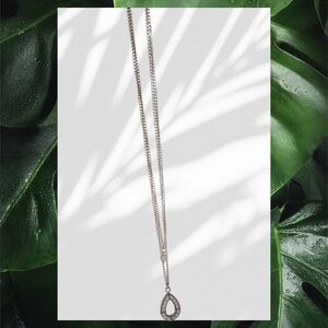 Crystal Teardrop Layered double strand gold necklace